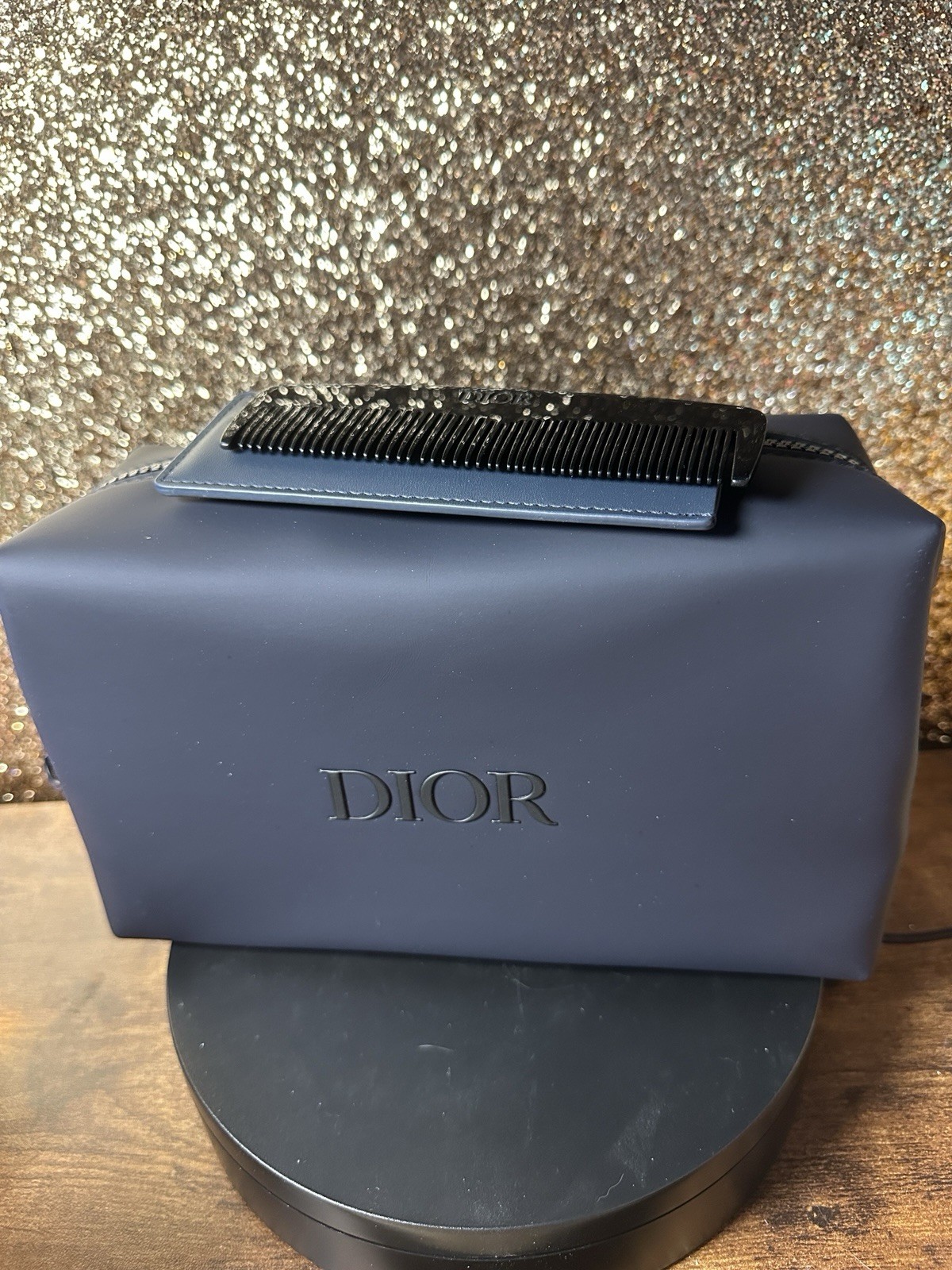 Dior Blue Zipper Men’s Toiletry Case Zip Pouch and comb