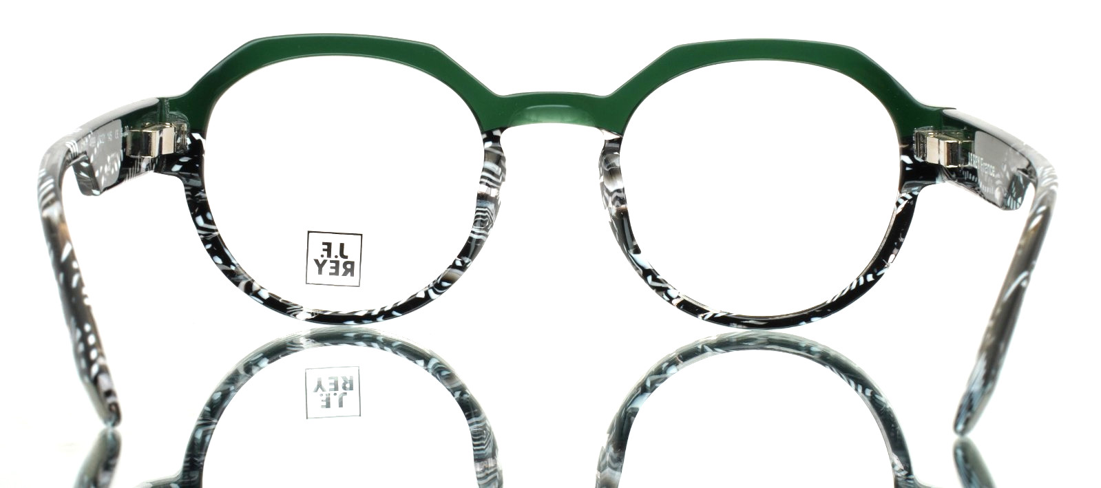 JF REY JF1556 4899 Green Black White Womens Round Full Rim Eyeglasses 48-21-145