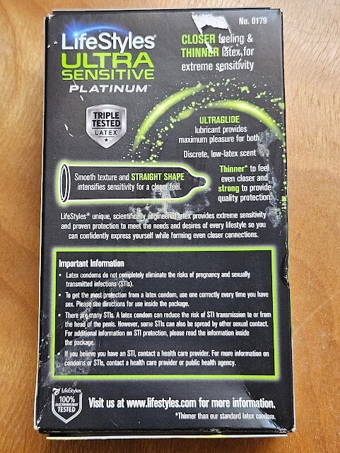 Lifestyles Ultra Sensitive Latex Condoms Retail Box Thin Natural Lubricated