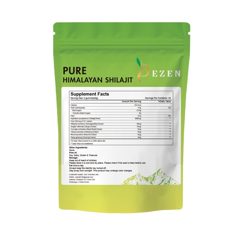 DEZEN Pure Himalayan Shilajit Gummies 3000mg with Ashwagandha 60 Count 180g