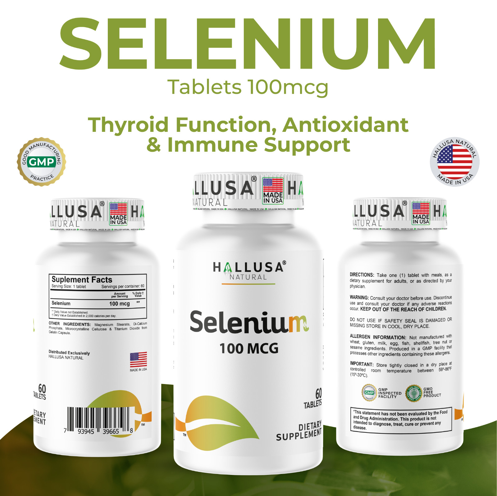 SELENIUM – For the Thyroid – Antioxidant & Immune Support – 60 Tab