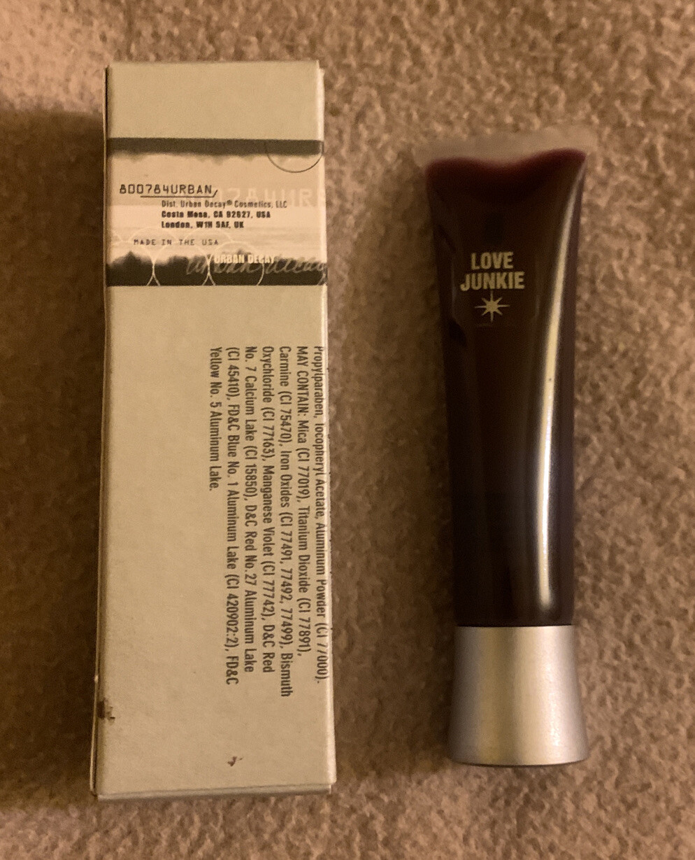 Urban Decay XXX Shine Cooling Lip Gloss in LOVE JUNKIE Rare Discontinued Read
