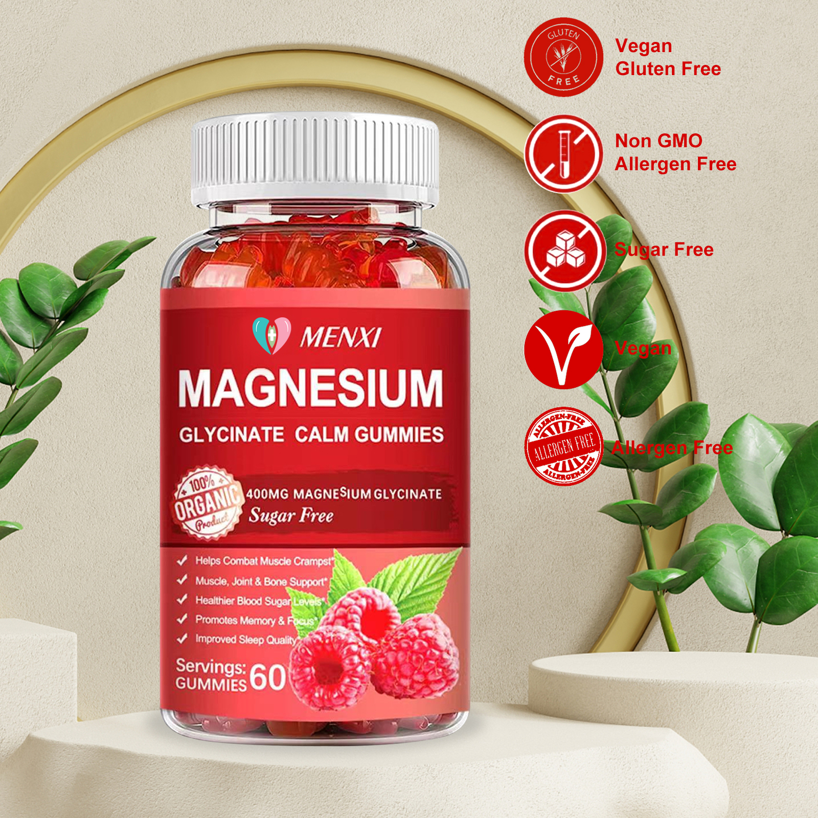 400mg Magnesium Glycinate Gummies High Strength Fatigue Bone Health 2×60 Gummy