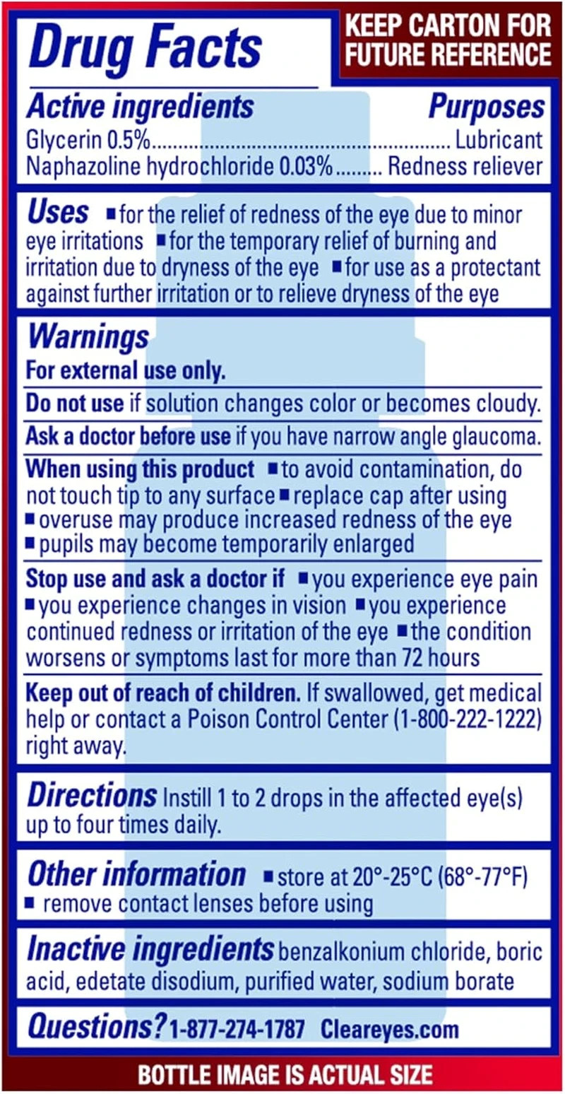 4 Pack Clear Eyes Maximum Strength Redness Relief Eye Drops 0.5 Oz Each