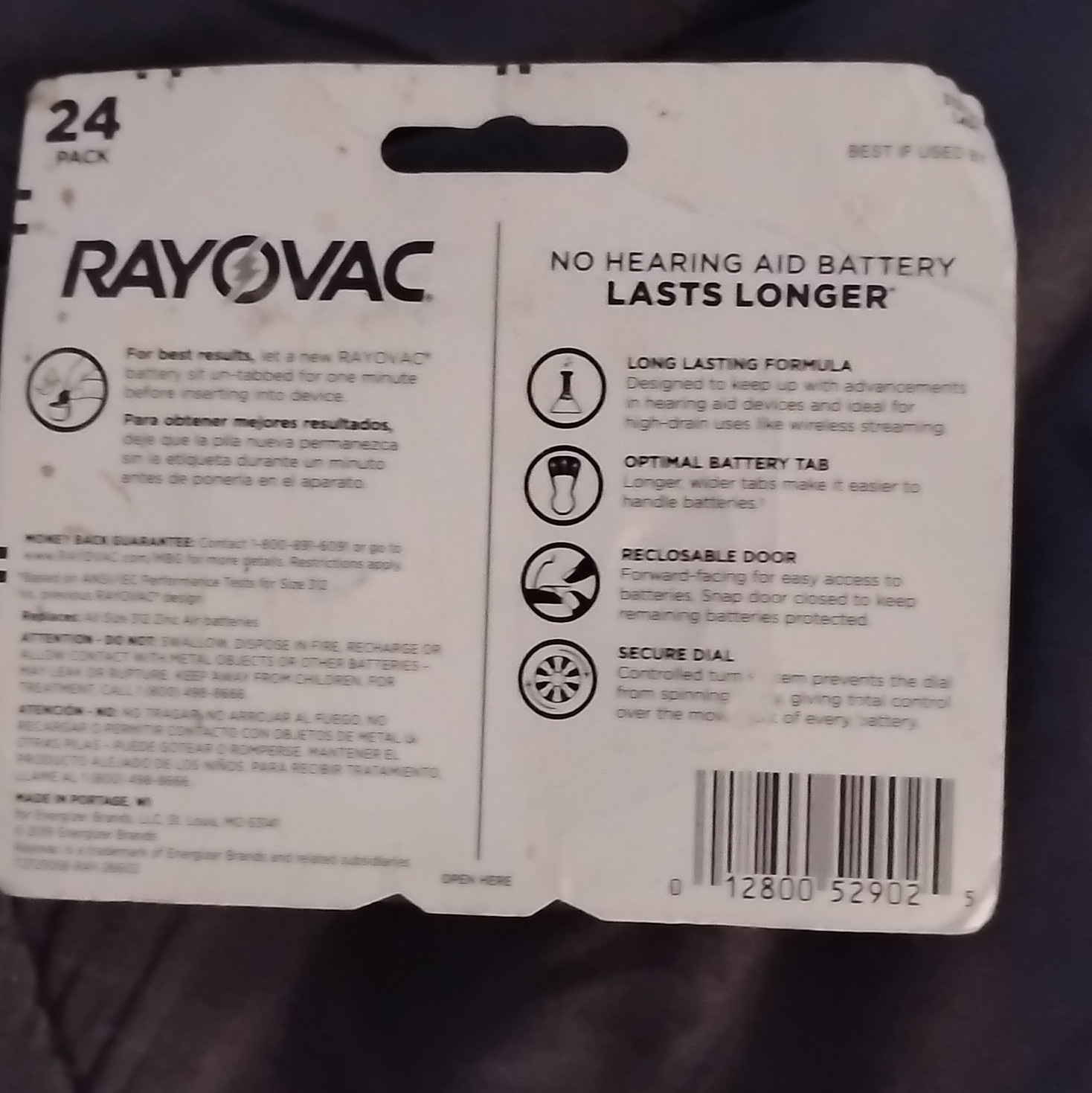 Rayovac Size 312 (Brown) Zinc-Air Hearing Aid Batteries, 24 Pack, 1.45V