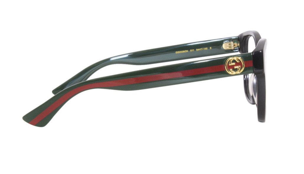 GUCCI GG0038ON 011 Black Green / Red Women’s 54 mm Eyeglasses NEW 100%
