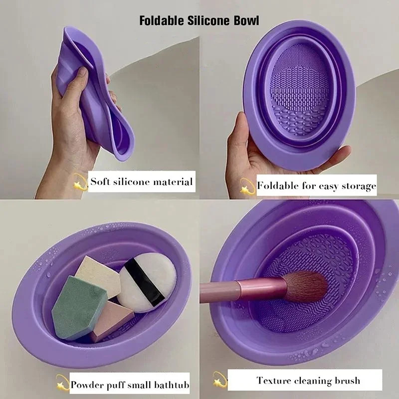 Silicone Makeup Brush Cleaner Bowl Foldable Clean Mat Cosmetic Foundation Eyesha