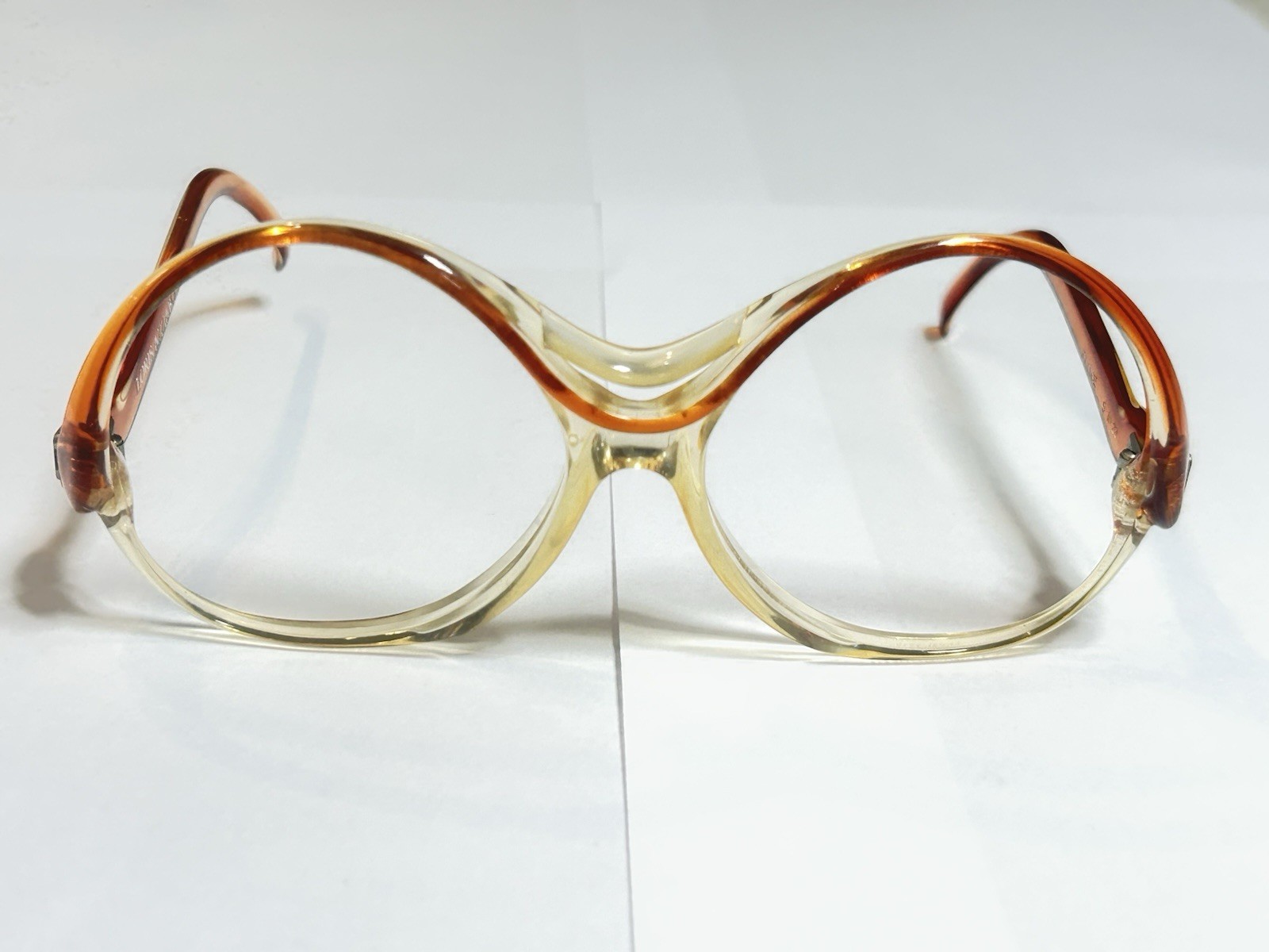 Vintage Loris Azzaro Paris Eyeglass Frames Oversized Amber Clear France NOS