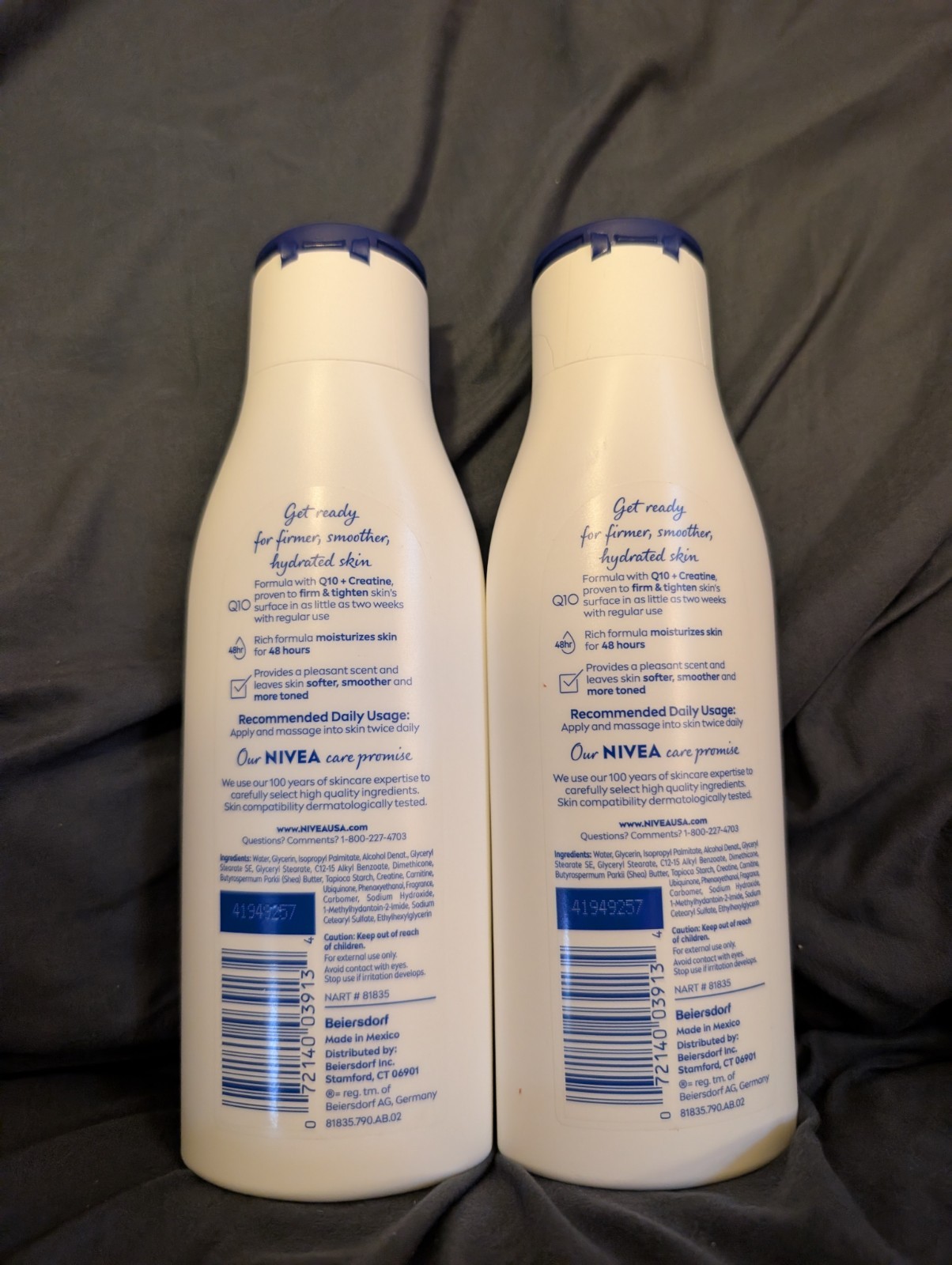 NIVEA Skin Firming Sheer Hydration Body Lotion Q10 + Creatine 8.4 fl oz 2pk