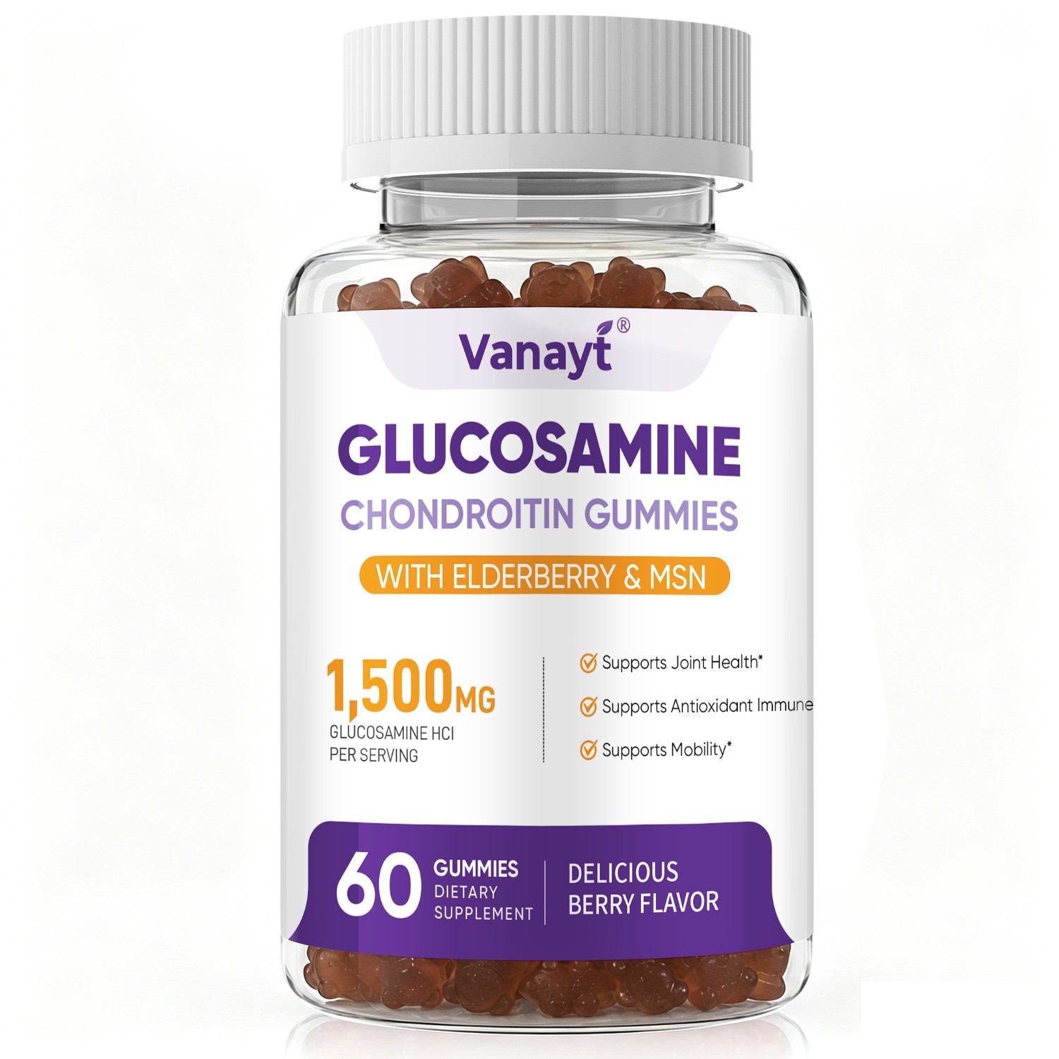 1/2/4PCS Glucosamine Chondroitin Gummies MSM Triple Strength Joint Support 60Ct