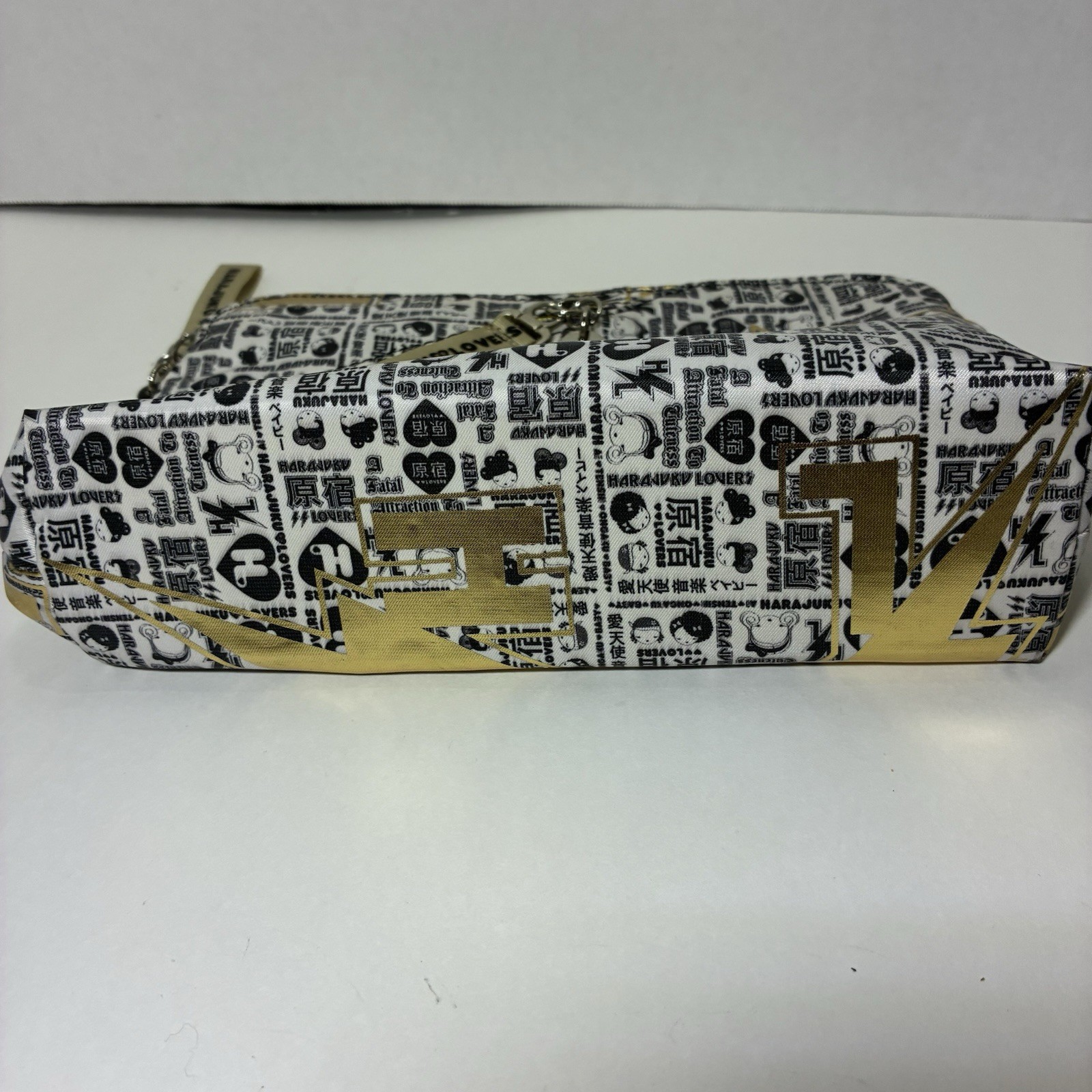 Gwen Stefani Harajuku Lovers Black & White Cosmetic Bag Gold Lightning Bolt