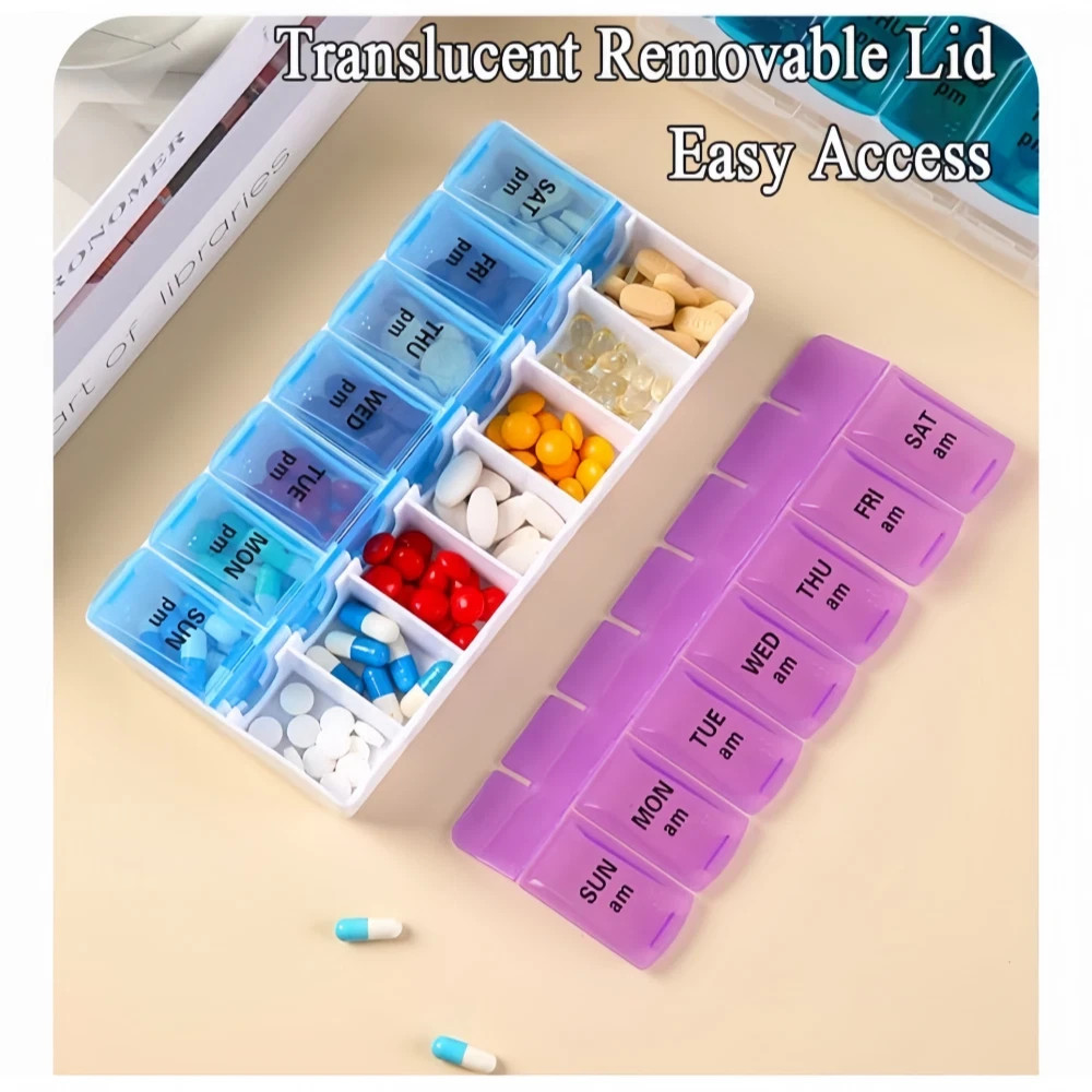 1~3 PC Weekly Pill Box Organizer Twice a Day 7-Day AMPM Medicine Organizer Case
