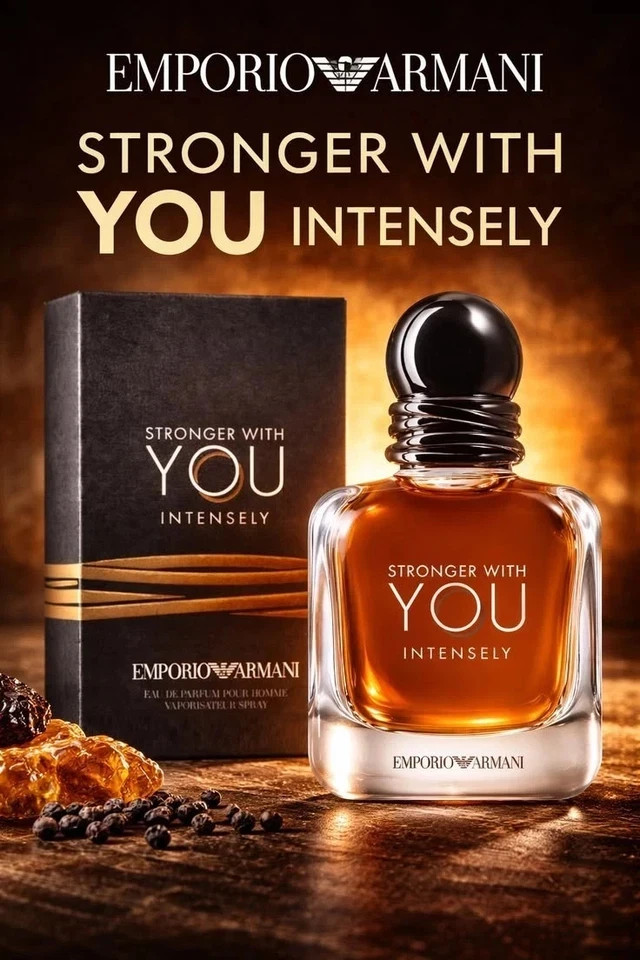 Armani Stronger With You Intensely 3.4oz /100ml EDP Perfume Free & Fast Shipping