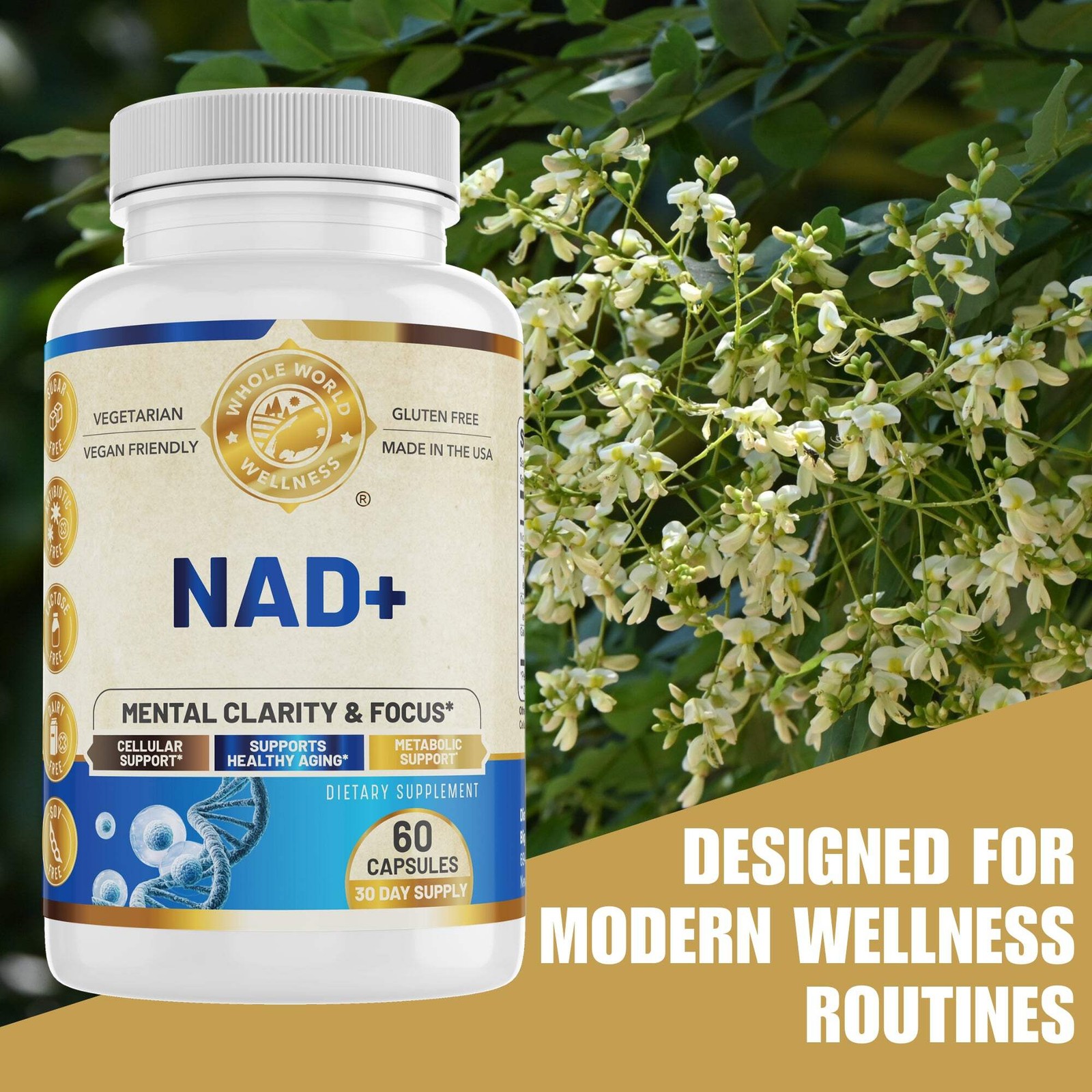 NAD+ Healthy Aging Supplement. Supports Cognitive Function & Cellular Health.