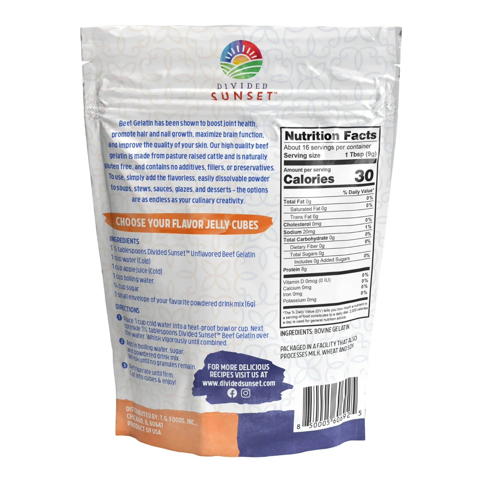 Unflavored Beef Gelatin Powder 5 oz (142g) Protein Collagen Baking Supplement
