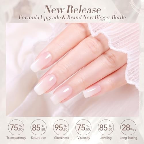 Milky White Gel Nail Polish Jelly White Sheer Translucent Neutral milky white