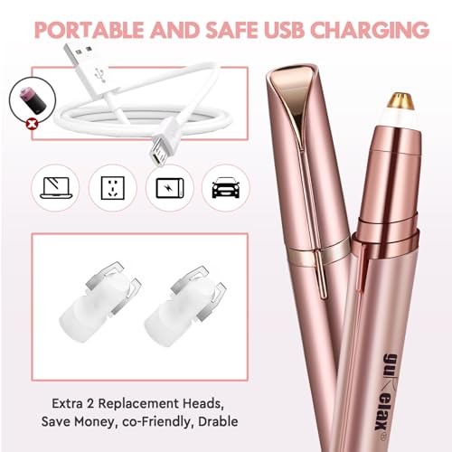 Women’s Electric Eyebrow Trimmer with Replacement Blades, Rose Gold-2b