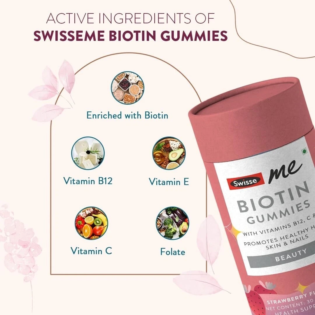 Biotin Gummies Reduces, Hair Fall & Promotes Regrowth, Supports Healthy Skin