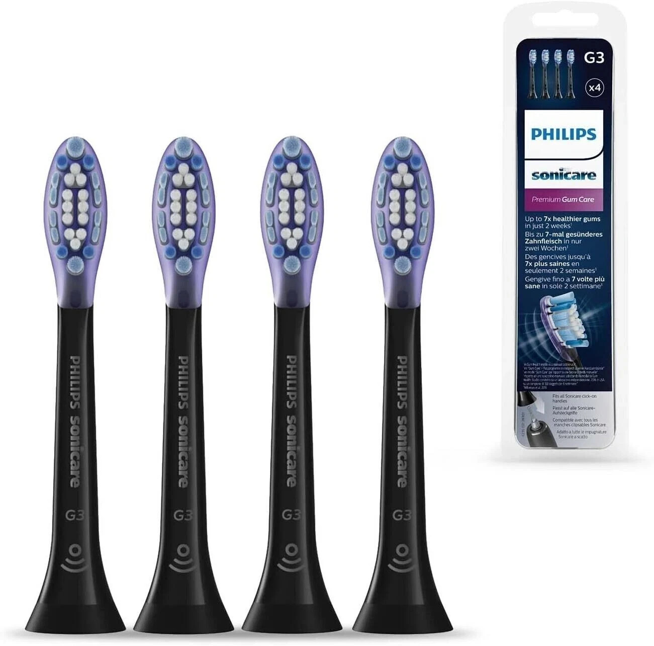 4x Black G3 Premium Gum Care Toothbrush Tooth Brush Heads for Phillips Sonicare