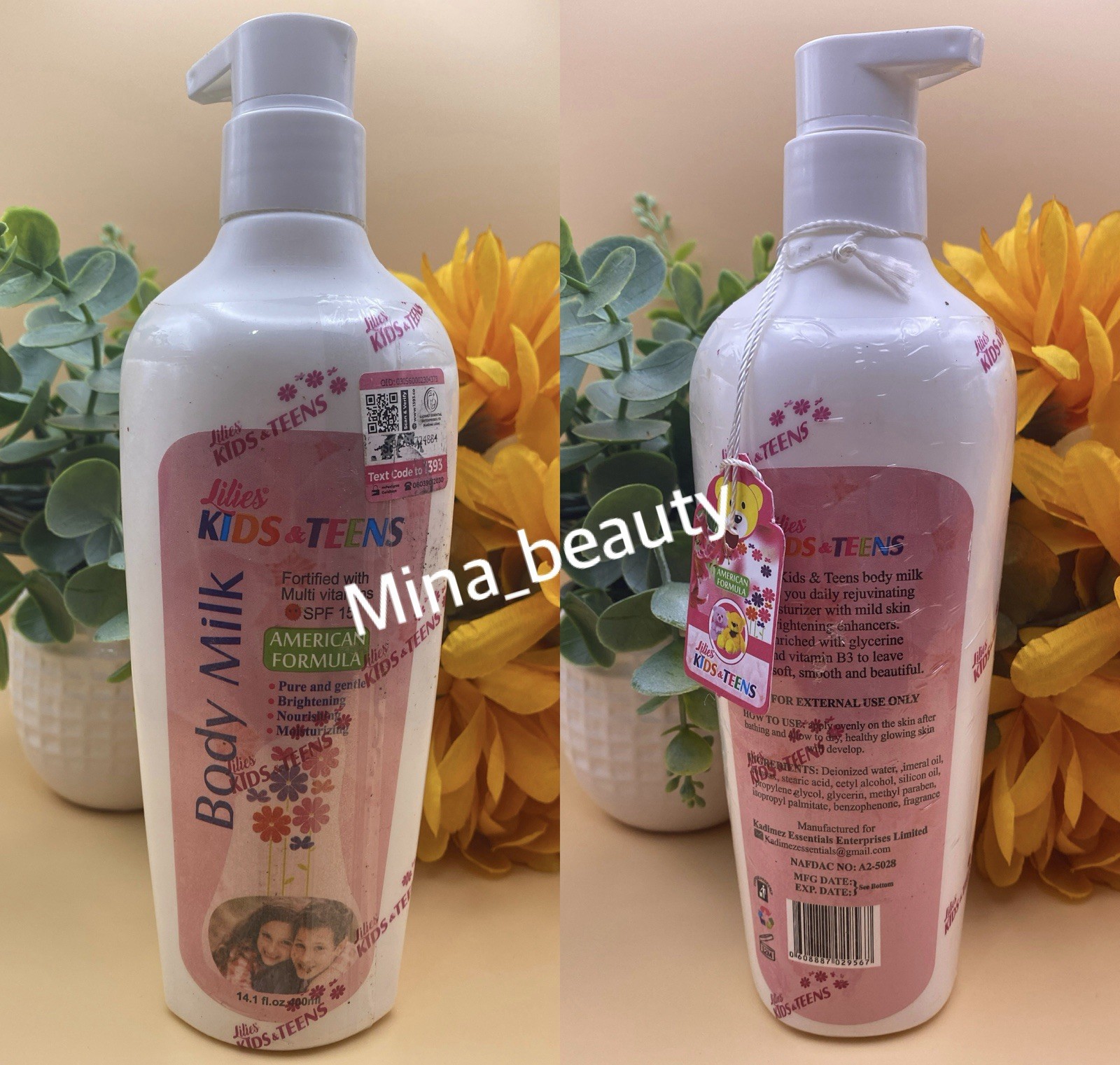 Lilies Kids & Teens Brightening Moisturizing Body Milk SPF 15, 14.1 oz