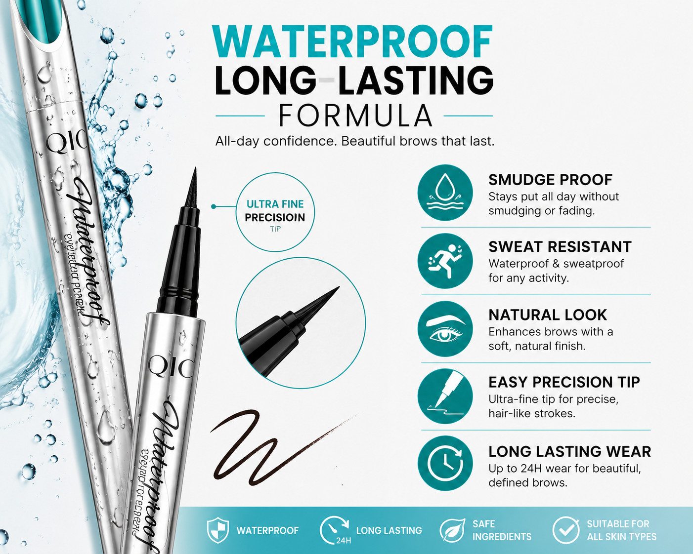 Eyelash Growth Serum Enhancer Eyebrow Thickener Mascara Hair Treatment 3 in 1