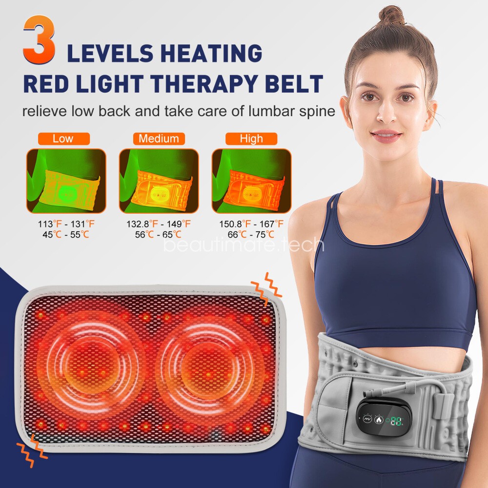 Heating Vibration Waist Belt Red Light Massager Lower Back Pain Relief Daily Use