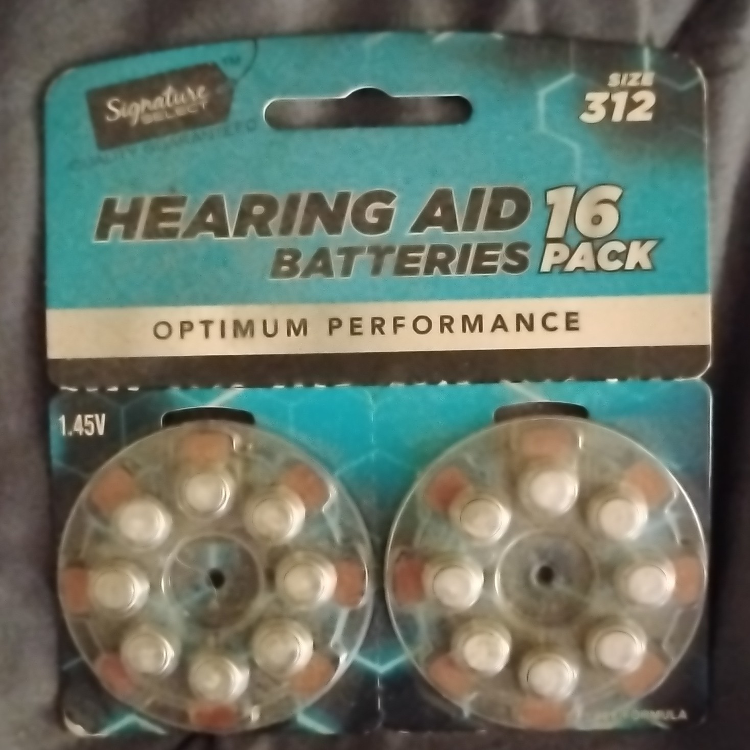 Signature Size 312 (Brown) Zinc-Air Hearing Aid Batteries 16 Pack 1.45V