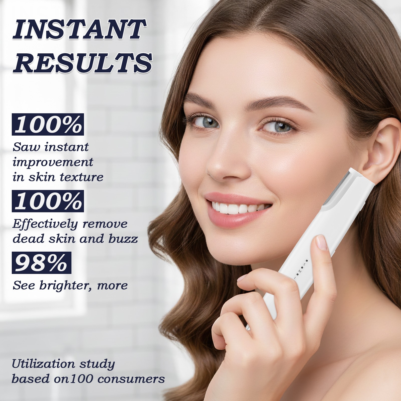 2-in-1 Electric Eyebrow Trimmer Facial Exfoliator 120V Voltage for United States