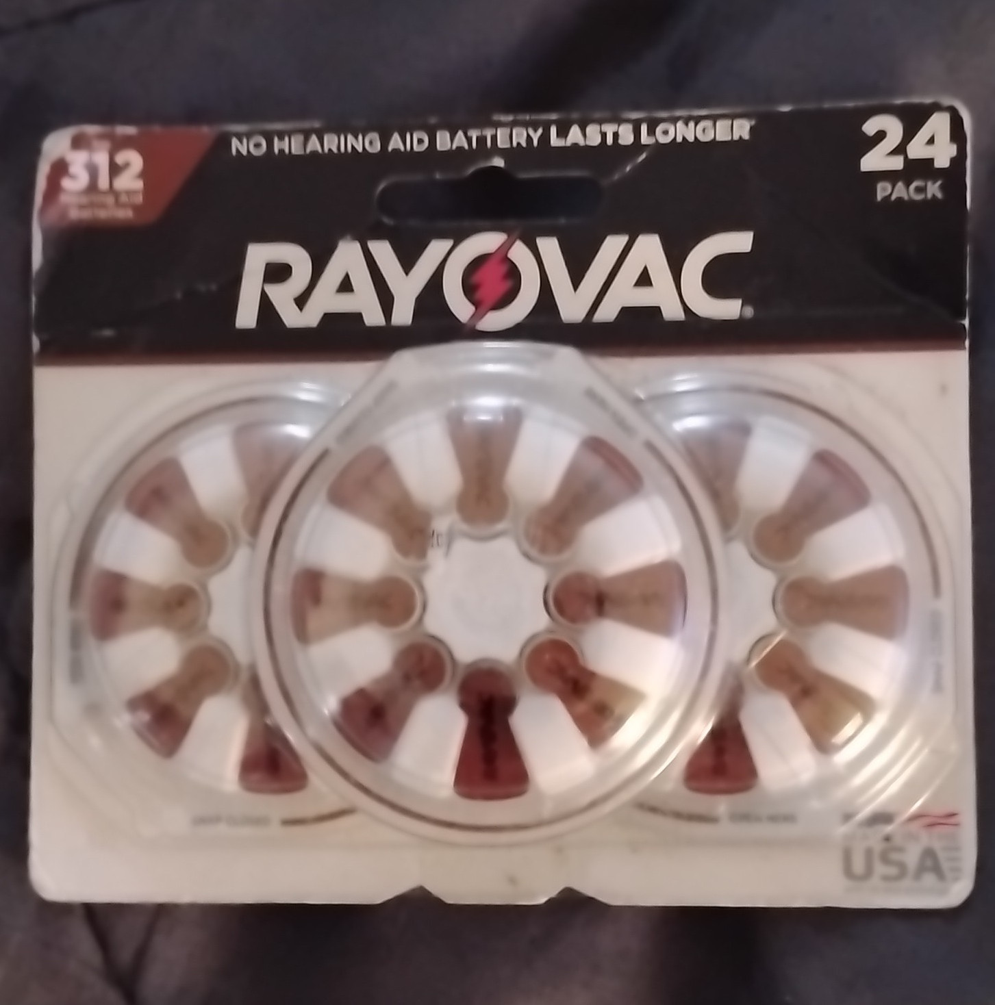 Rayovac Size 312 (Brown) Zinc-Air Hearing Aid Batteries, 24 Pack, 1.45V