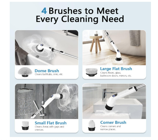 Electric Spin Scrubber, Full-Body IPX7 Waterproof Bathroom Scrubber with Power L