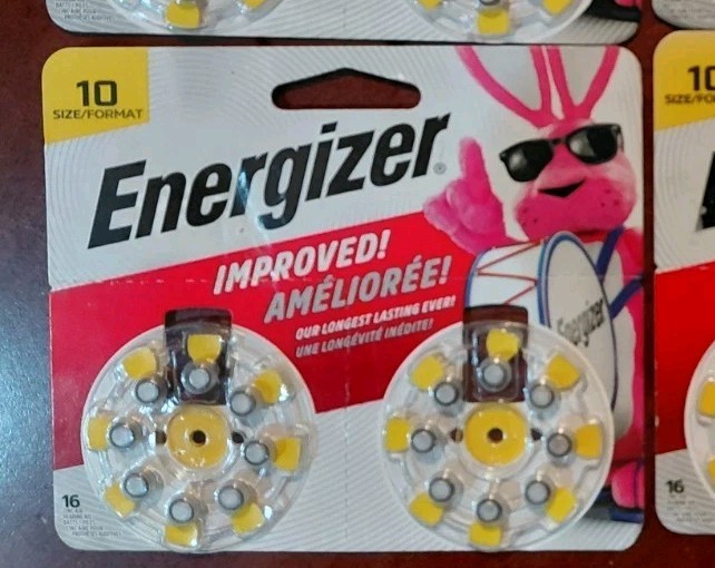 Energizer Zinc Air Hearing Aid Batteries Size 10 Yellow Tab 64 Total NEW
