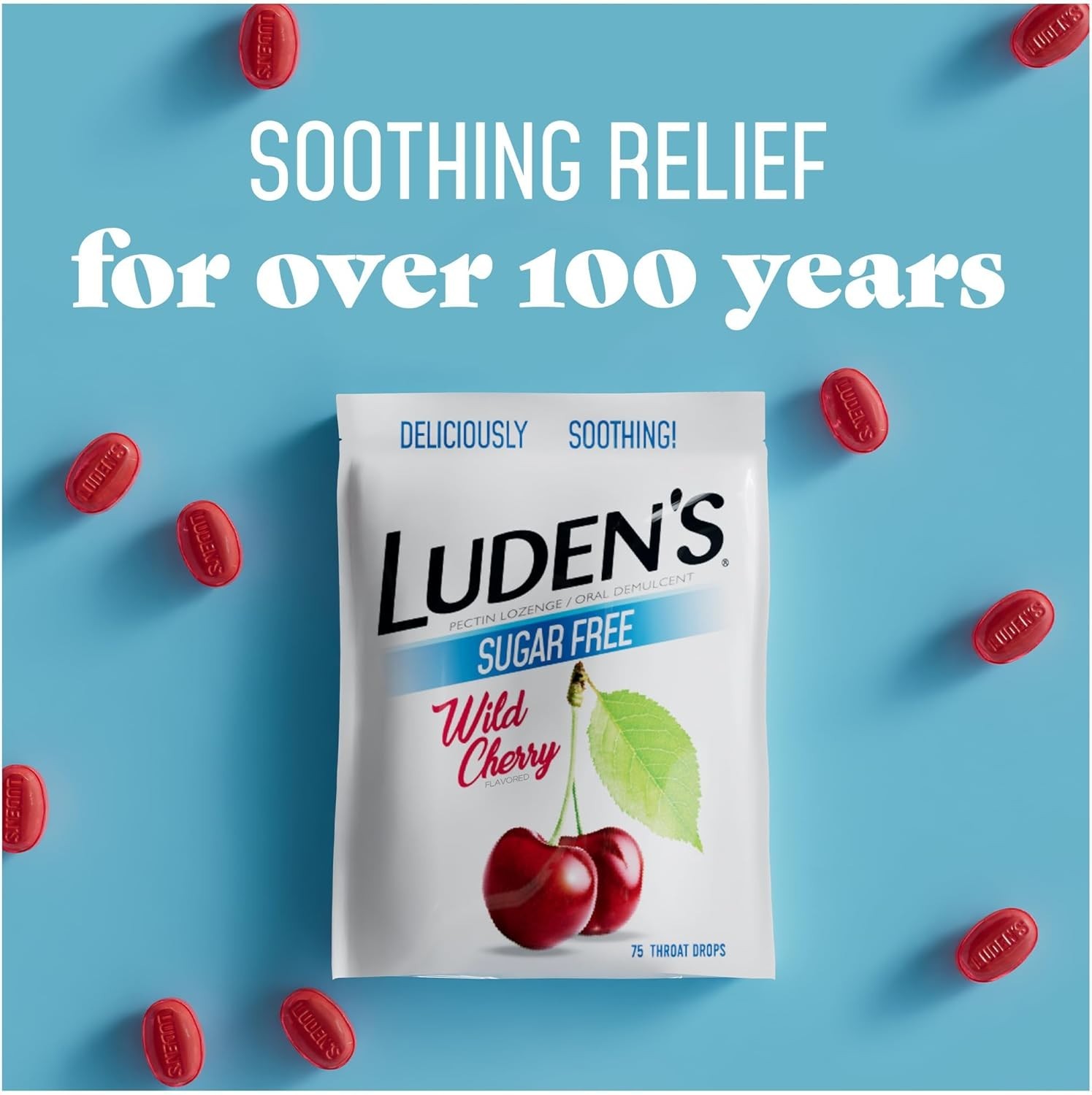 Luden’s Sugar Free Wild Cherry Cough Drops 75 Throat Drops