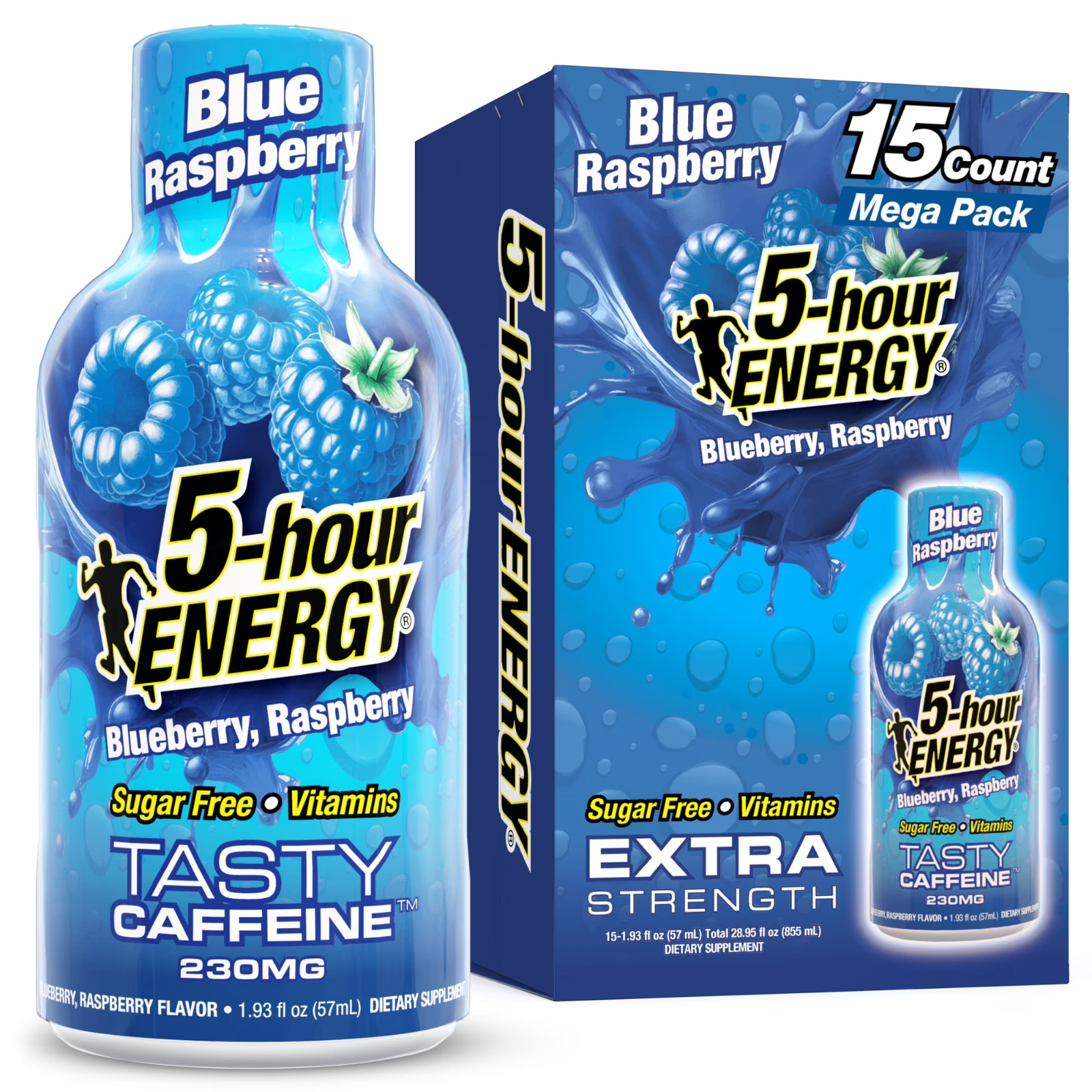 NEW 2 pack 5-hour ENERGY Shot, Extra Strength, Blue Raspberry, 30 Count