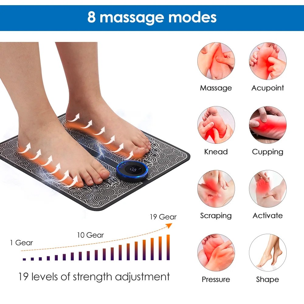 EMS Foot Massager with Remote Control, Pain-Relief for Feet Neuropathic Relief