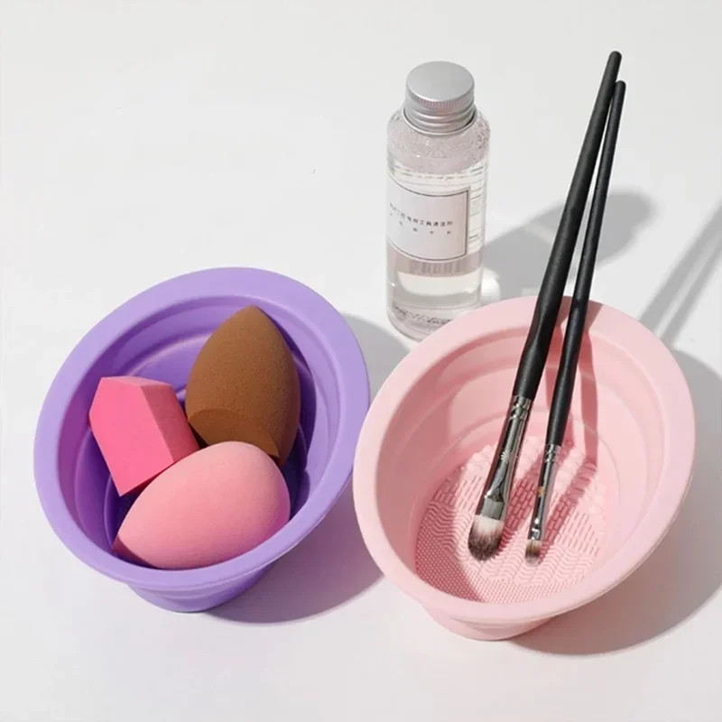 Silicone Makeup Brush Cleaner Bowl Foldable Clean Mat Cosmetic Foundation Eyesha