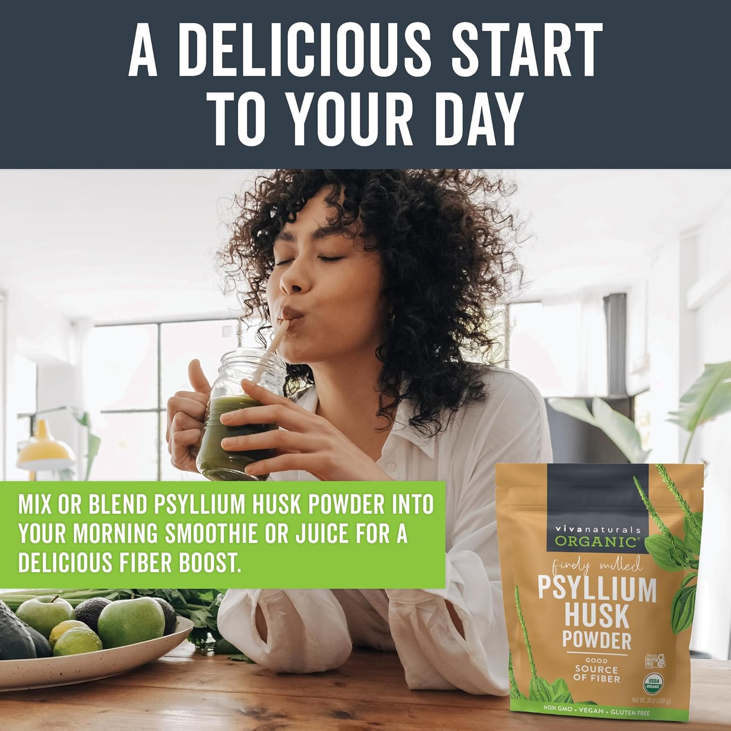 Organic Psyllium Husk Powder, 24 Oz – Finely Ground, Unflavored, Vegan, Keto, Pa