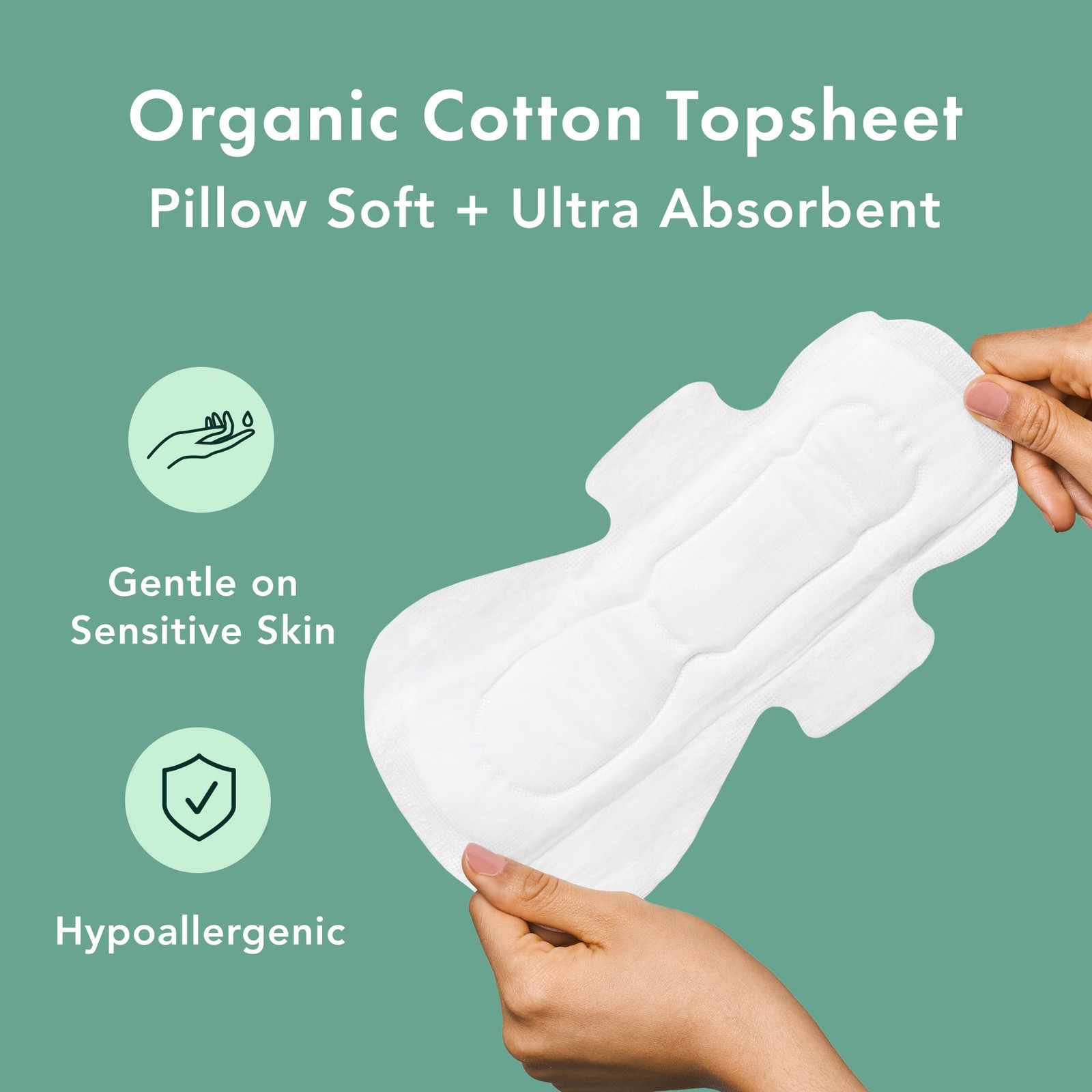 Rael Pads for Women, Organic Cotton Cover – Heavy Absorbency, 2 Piece Set