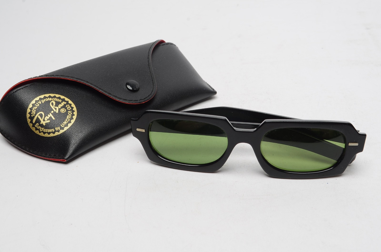 Vintage Cool-Ray Polaroid #120 Black Green Lens Sunglasses w/ Ray-Ban Case