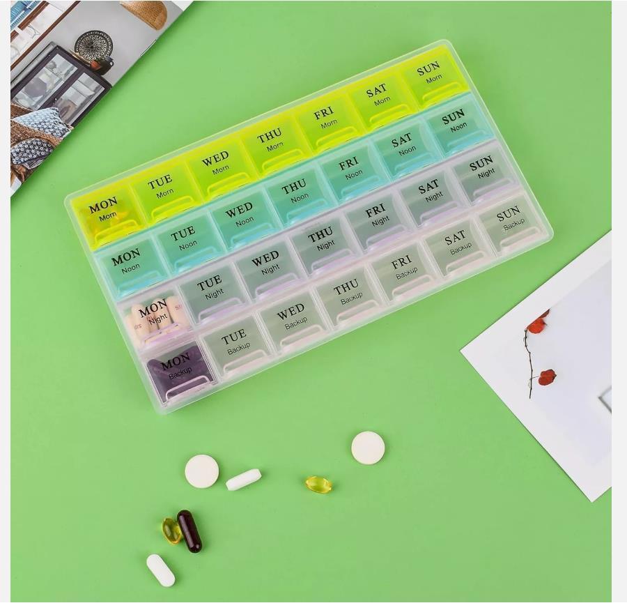 For Vitamins Extra Large Weekly Pill Organizer 2 Times A Day Medicine Cases Boxs