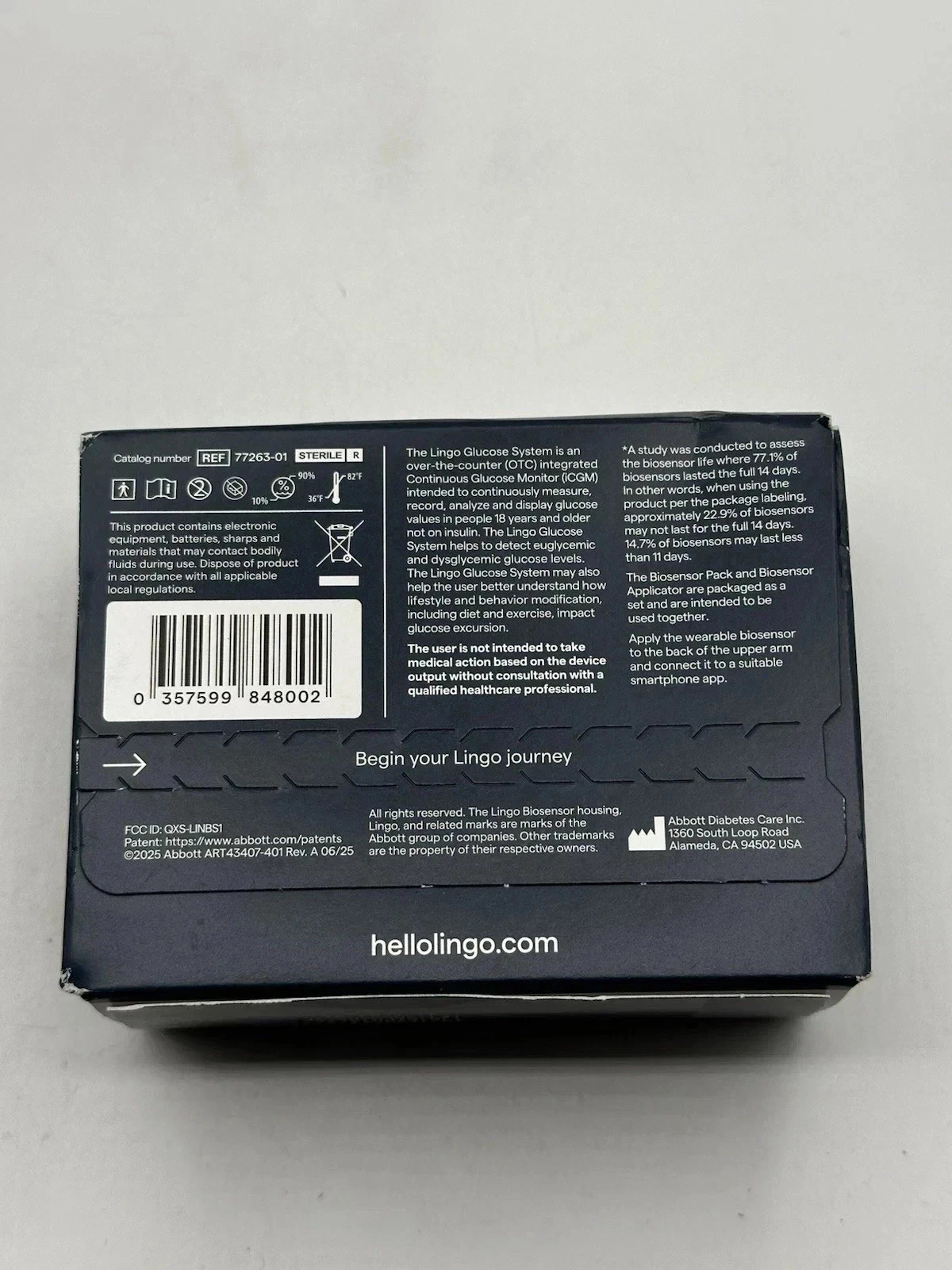 (Pack of 1) Lingo (CGM) & App 2-week plan – Sealed Box Exp 8/31/2026