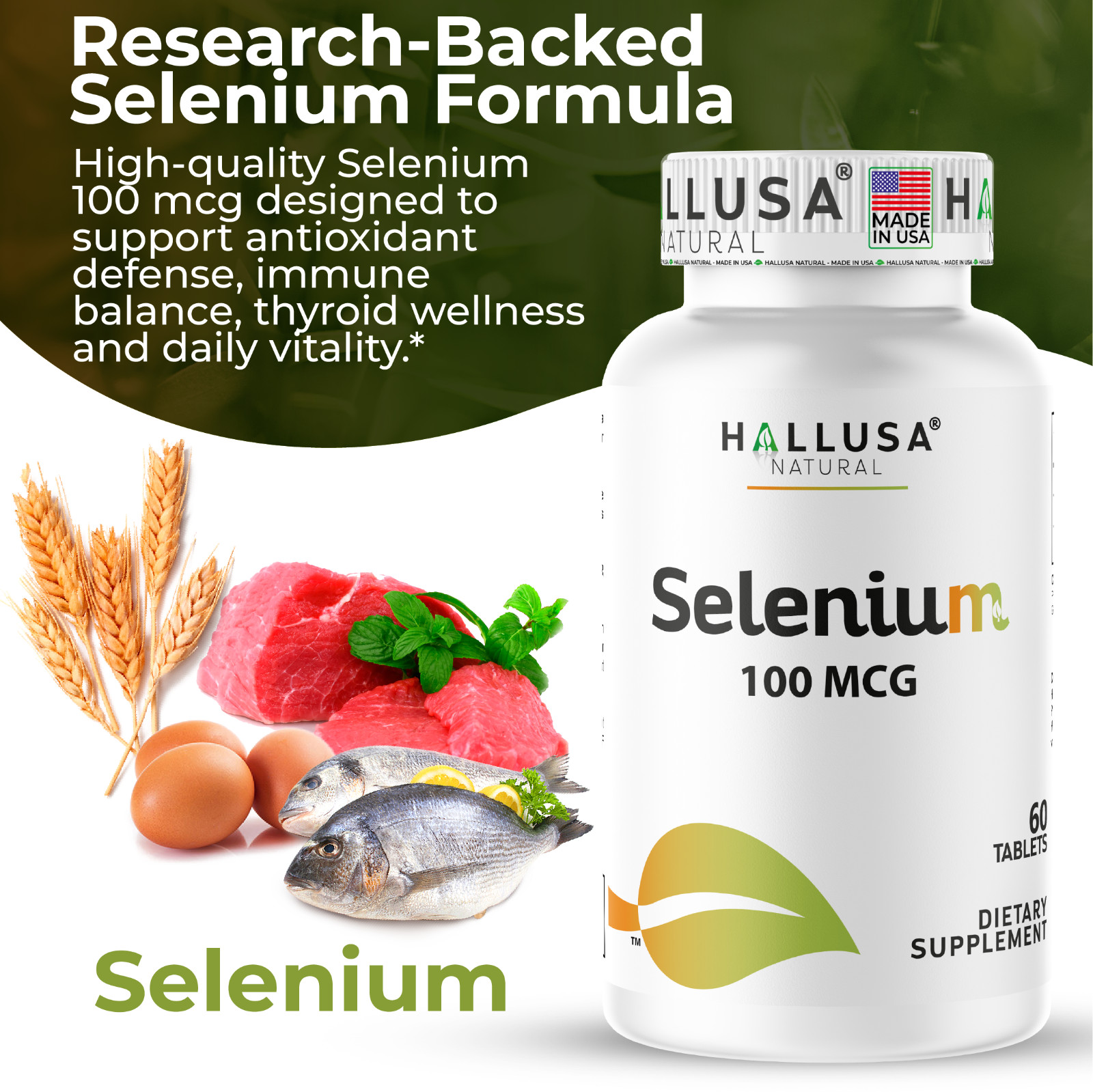 SELENIUM – For the Thyroid – Antioxidant & Immune Support – 60 Tab