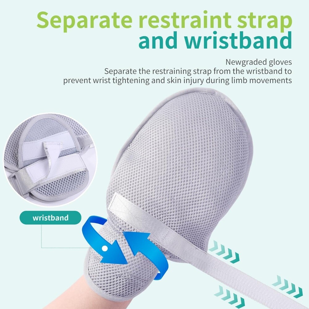 2 Pcs Restraint Gloves for Dementia Patients Elderly Care Autistic Child Safety