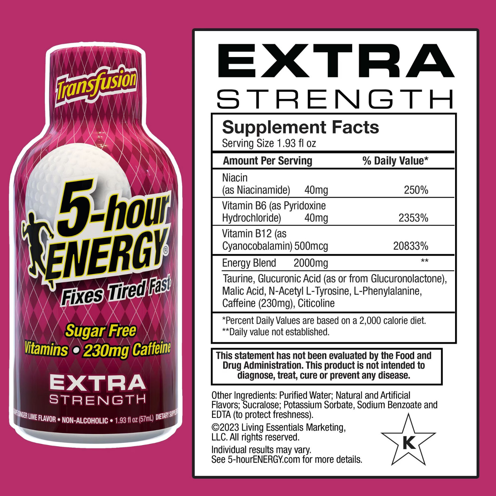 5-Hour Energy Shot, Extra Strength Transfusion Flavor, 15 Count