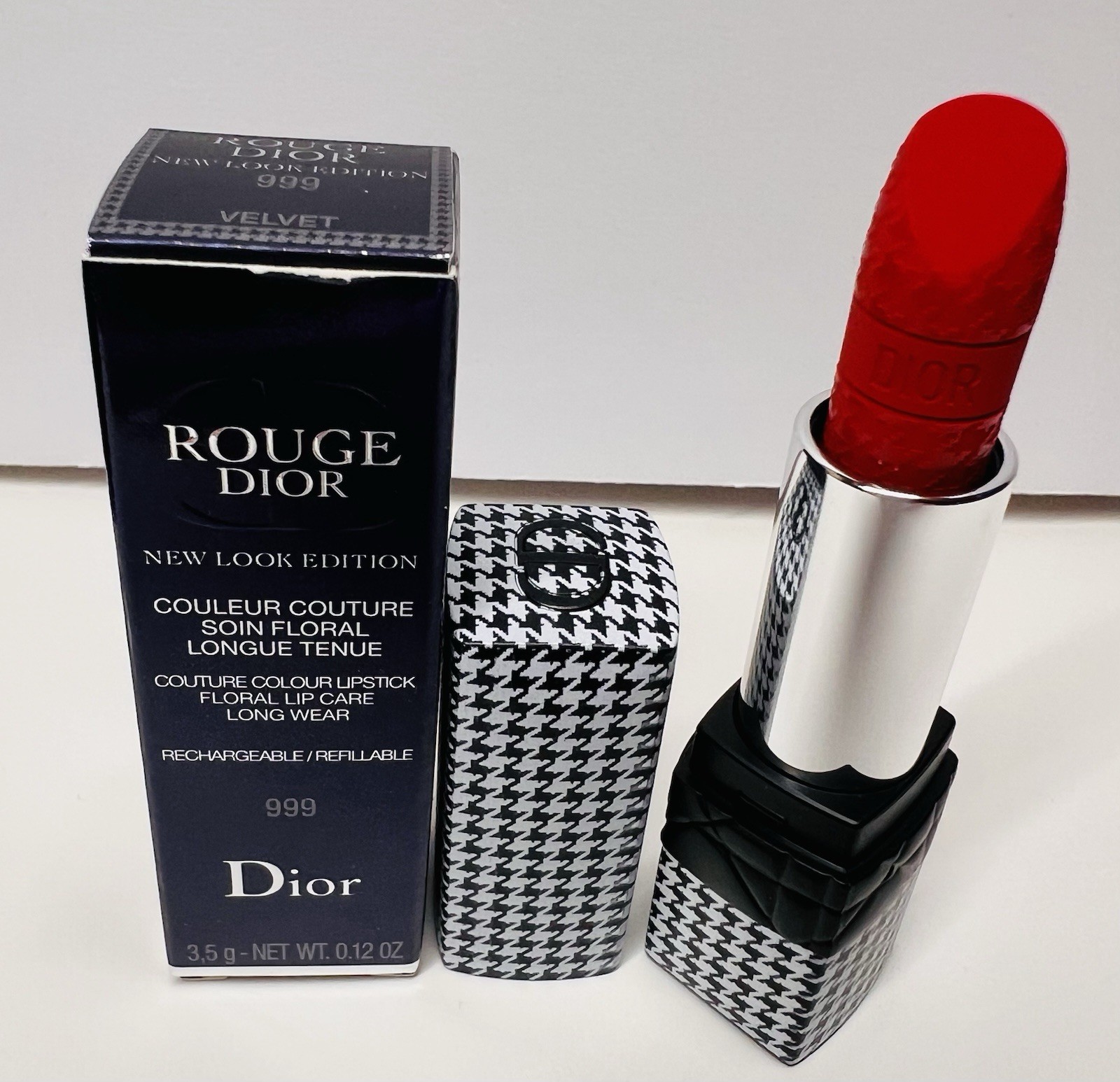 Rouge Dior Refillable Limited Edition Houndstooth Lipstick No.999 Velvet