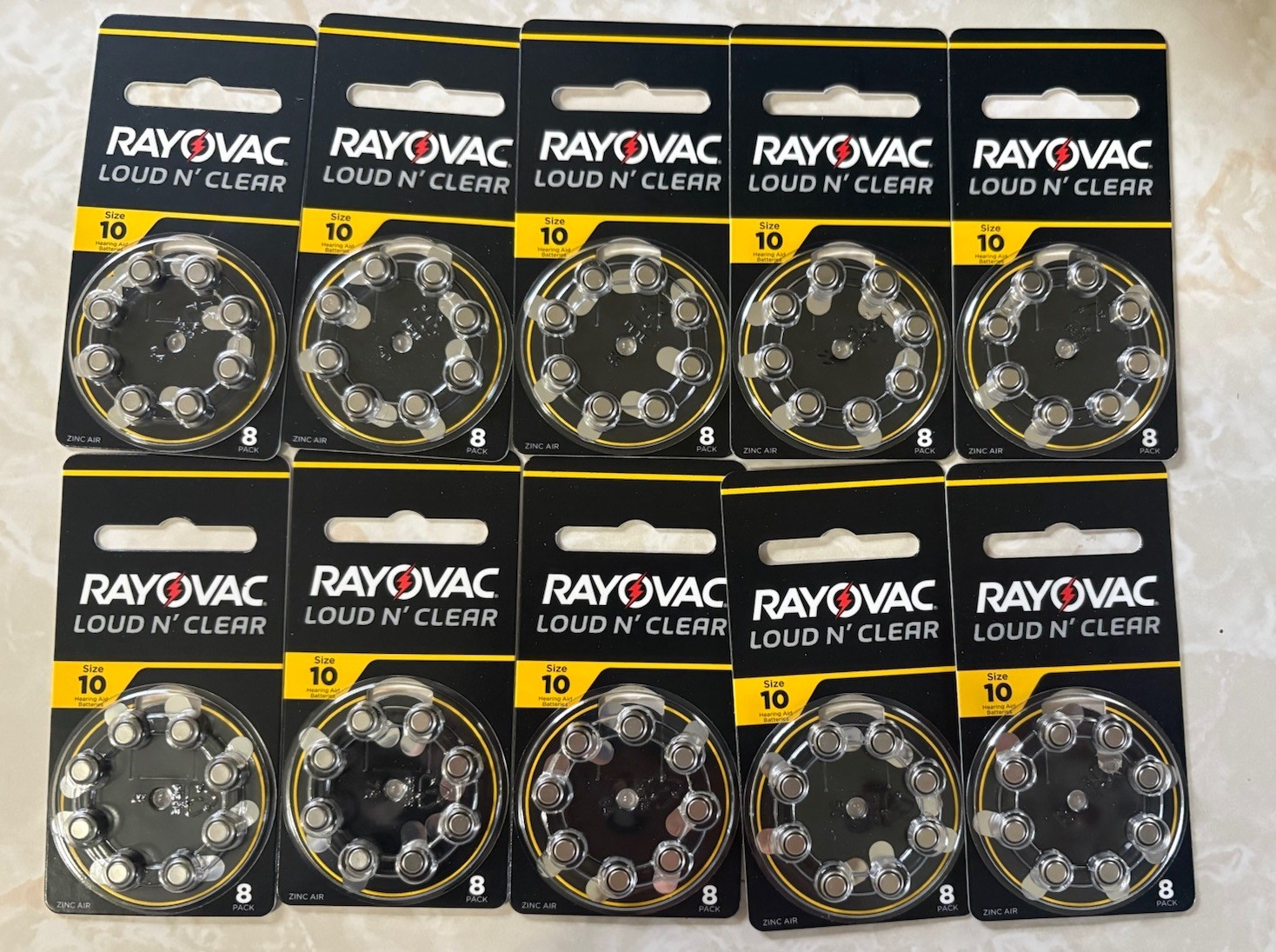Rayovac Loud N’ Clear Size 10 (Yellow) Zinc-Air Hearing Aid Batteries 80 Pack