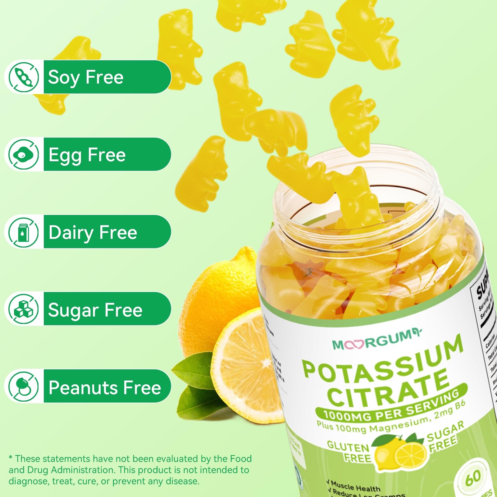 Potassium Citrate 1000mg Gummies, Supplement 60 Count (Pack of 1)