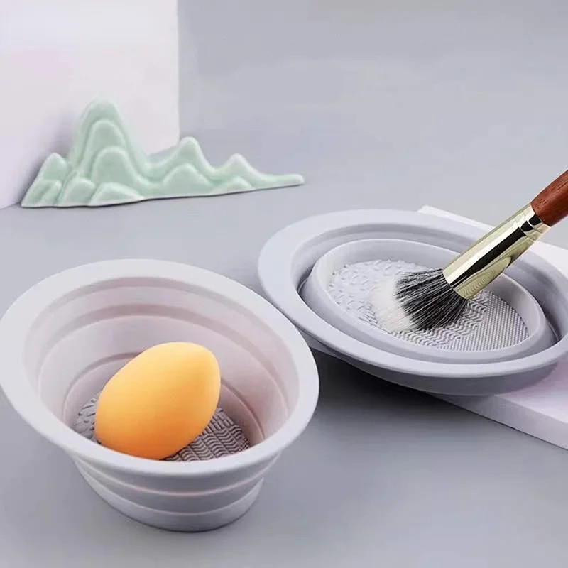 Silicone Makeup Brush Cleaner Bowl Foldable Clean Mat Cosmetic Foundation Eyesha