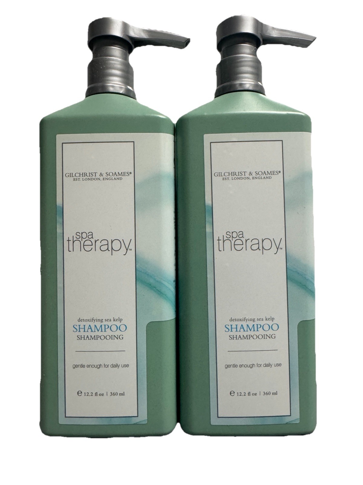 2 PACK Spa Therapy SHAMPOO Detoxifying Sea Kelp 12.2oz 360mL Pump Dovelok Bottle