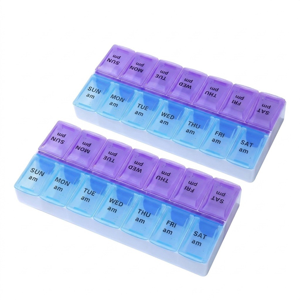 2PCS Weekly Pill Box Organizer Twice a Day 7 day AMPM Medicine Organizer Case US