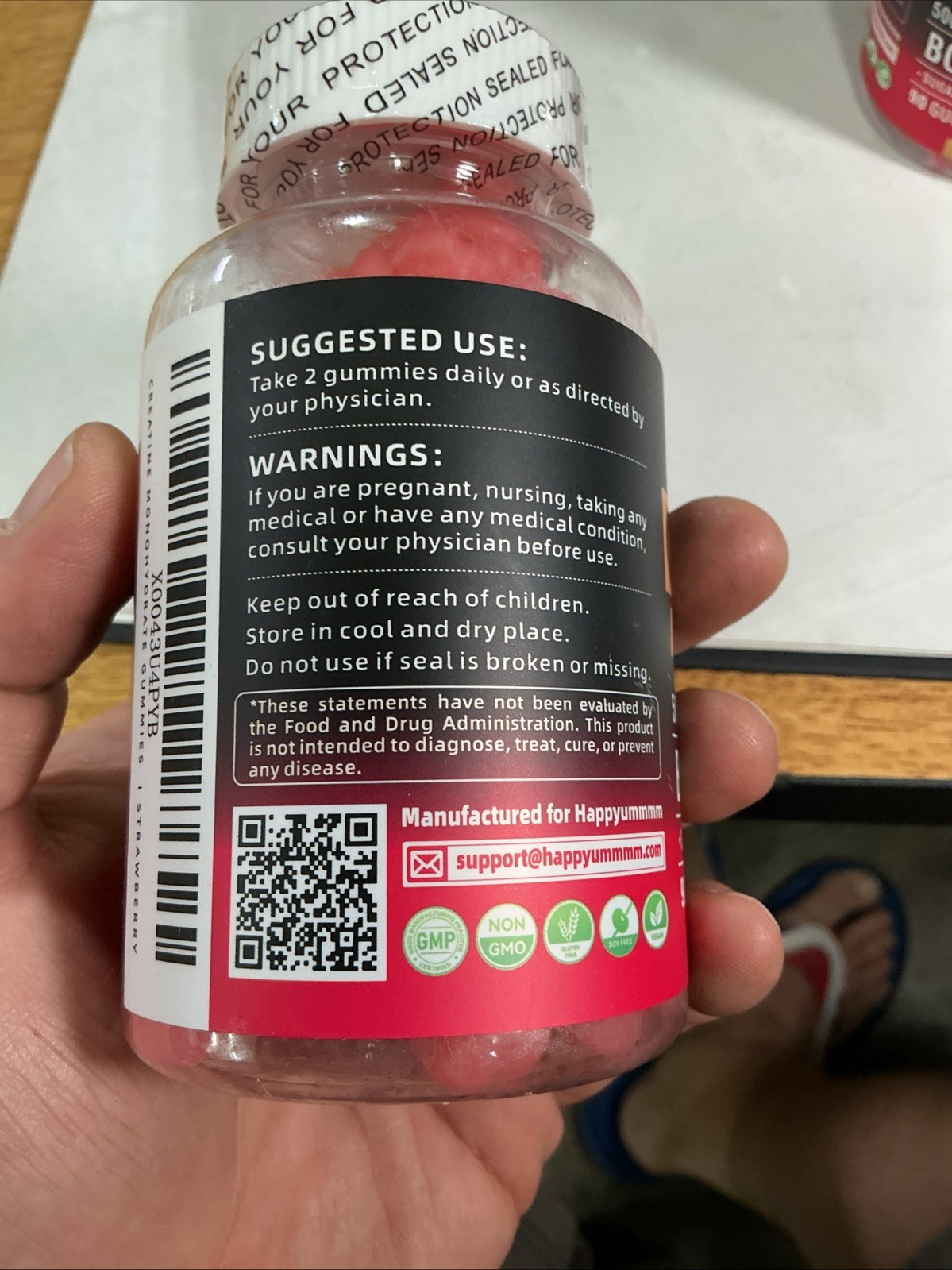 Creatine Monohydrate Gummies (2 PACK) 90ct Strawberry 5000mg Per Serving